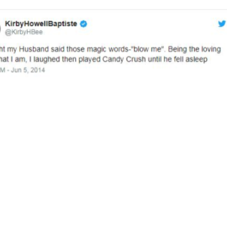 Kirby Howell-Baptiste tweets about her husband on Twitter.
